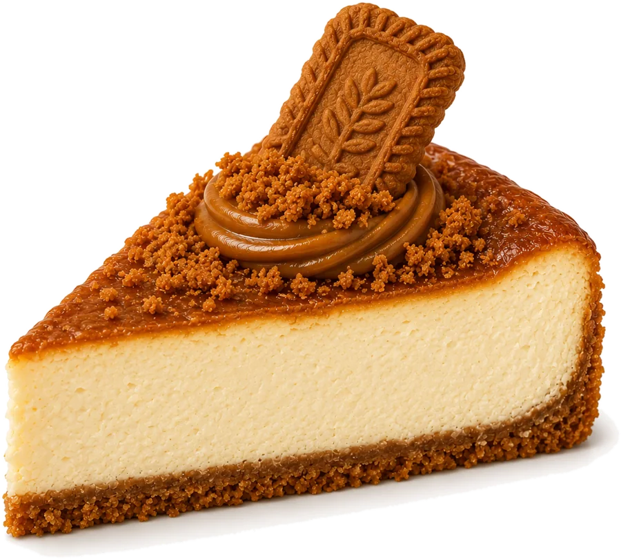 A slice of biscoff cheesecake